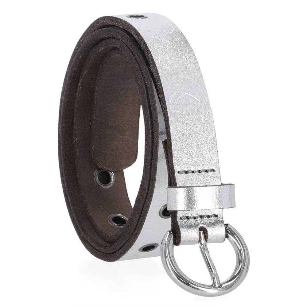 NWT Harley-Davidson® Women's B&S Eyelet Metallic Genuine Leather Belt Silver Med